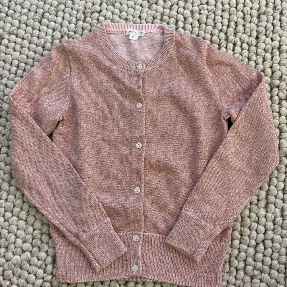 Crewcuts pink glitter cardigan size 8 new